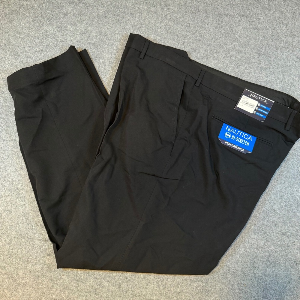 Nautica Mens Anchor Bi-Stretch Performance Dress Pants Black 46W 32L E050ANCH